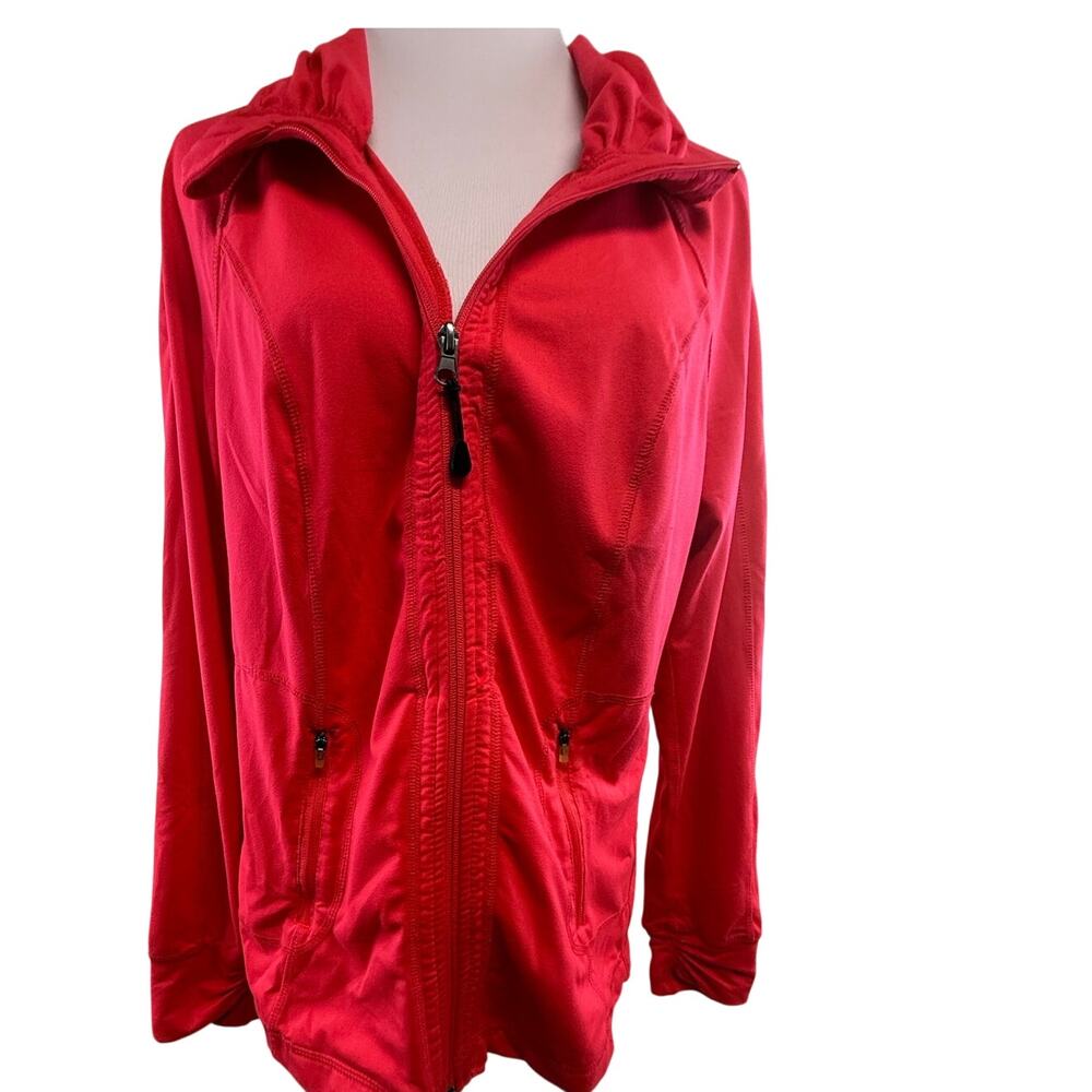 SKU2411 Tangerine Activewear Women's Large Red Orange Full Zip Running Jacket